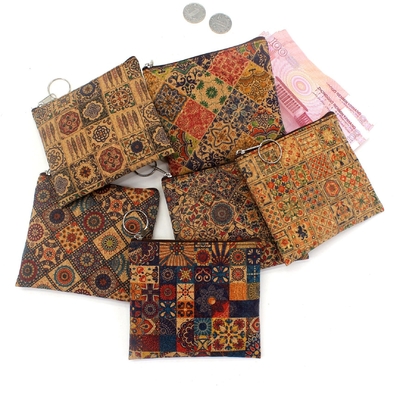 VINTAGE TRUE WOOD PRINT CORK MONEY BORSE BORSE BORK PRINT MONEY BAG KEY SMALL SQUARE BAG Casual NOSTALGIA CLUTCH BAG (tạm dịch: Bức tranh bằng gỗ)
