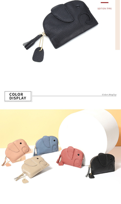 Lớp đầu tiên da bò túi tiền của phụ nữ NEW ELEPHANT CREATIVE TASSEL ZIPPER BAG da chìa khóa túi tiền túi