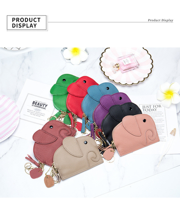 Lớp đầu tiên da bò túi tiền của phụ nữ NEW ELEPHANT CREATIVE TASSEL ZIPPER BAG da chìa khóa túi tiền túi