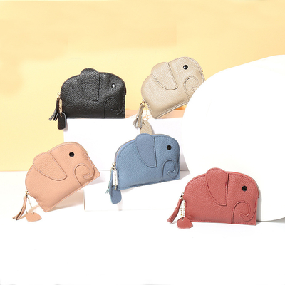 Lớp đầu tiên da bò túi tiền của phụ nữ NEW ELEPHANT CREATIVE TASSEL ZIPPER BAG da chìa khóa túi tiền túi