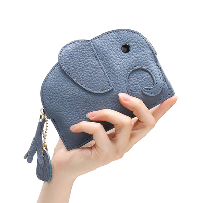 Lớp đầu tiên da bò túi tiền của phụ nữ NEW ELEPHANT CREATIVE TASSEL ZIPPER BAG da chìa khóa túi tiền túi