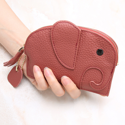 Lớp đầu tiên da bò túi tiền của phụ nữ NEW ELEPHANT CREATIVE TASSEL ZIPPER BAG da chìa khóa túi tiền túi