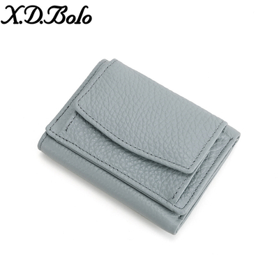 Phòng chống trộm bàn chải da phụ nữ ví thẻ ngắn ba gấp ví nhỏ RFID MINI đồng xu da bò ví xuyên biên giới