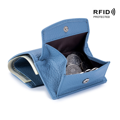 Phòng chống trộm bàn chải da phụ nữ ví thẻ ngắn ba gấp ví nhỏ RFID MINI đồng xu da bò ví xuyên biên giới