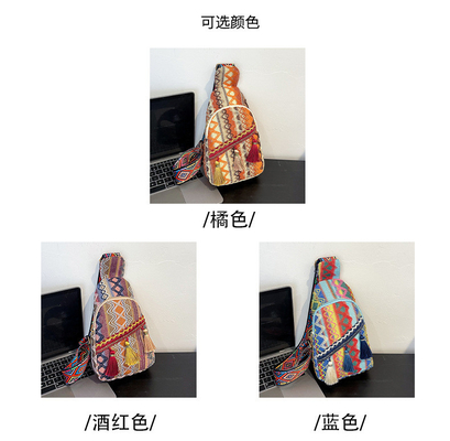 NEW CHINESE FASHION SINGLE SHOULDER CROSSBODY BAG NET Đỏ đơn giản phong cách dân tộc túi nhỏ kết cấu túi ngực túi nữ