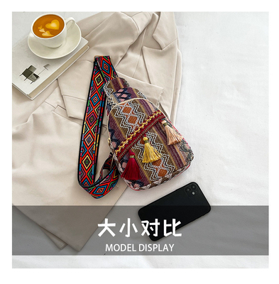 NEW CHINESE FASHION SINGLE SHOULDER CROSSBODY BAG NET Đỏ đơn giản phong cách dân tộc túi nhỏ kết cấu túi ngực túi nữ