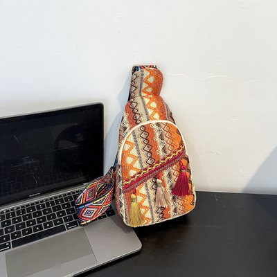 NEW CHINESE FASHION SINGLE SHOULDER CROSSBODY BAG NET Đỏ đơn giản phong cách dân tộc túi nhỏ kết cấu túi ngực túi nữ