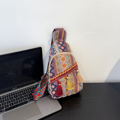NEW CHINESE FASHION SINGLE SHOULDER CROSSBODY BAG NET Đỏ đơn giản phong cách dân tộc túi nhỏ kết cấu túi ngực túi nữ