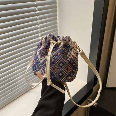 NEW CHINESE NATIONAL WIND ARMIPIT BUCKET BAG SIMPLE FASHION TREND SUMMER NEW LINEN STYLE HIGH-GRADE SENSE SINGLE SHOULDER (Tạm dịch: Một vai duy nhất)