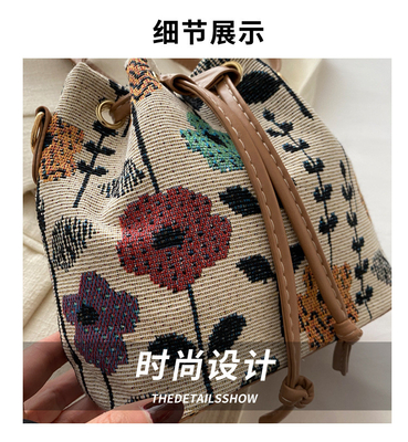 NEW CHINESE NATIONAL WIND ARMIPIT BUCKET BAG SIMPLE FASHION TREND SUMMER NEW LINEN STYLE HIGH-GRADE SENSE SINGLE SHOULDER (Tạm dịch: Một vai duy nhất)