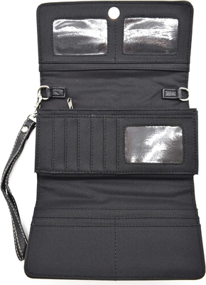 Phong cách phương Tây RINESTONE CROSS STUDED LASER CUT WINGS TOOLLED LEATHER PURSE Đàn bà túi xách