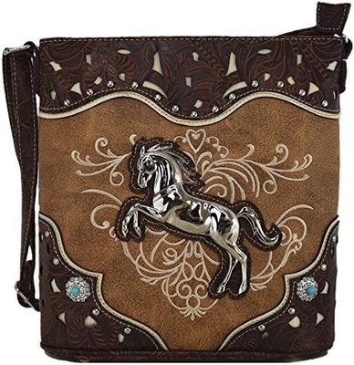 Western Style ngựa túi xách thêu hoa rhinestone nghiên cứu crossbody túi tay cowgirl đất nước phụ nữ một vai B