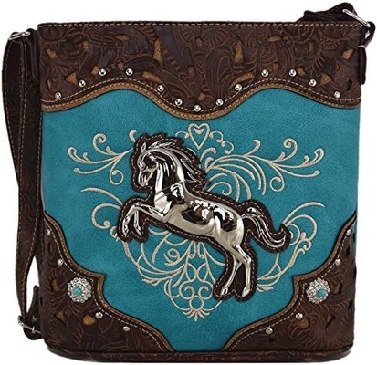 Western Style ngựa túi xách thêu hoa rhinestone nghiên cứu crossbody túi tay cowgirl đất nước phụ nữ một vai B