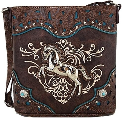 Western Style ngựa túi xách thêu hoa rhinestone nghiên cứu crossbody túi tay cowgirl đất nước phụ nữ một vai B