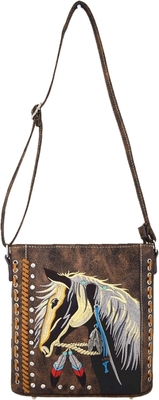 Western Style ngựa túi xách thêu hoa rhinestone nghiên cứu crossbody túi tay cowgirl đất nước phụ nữ một vai B