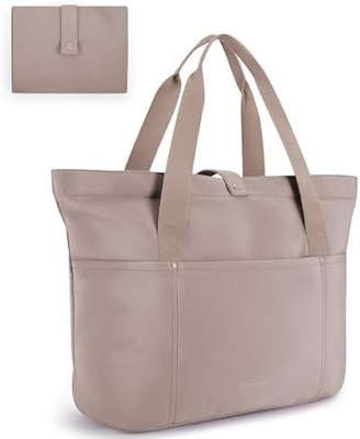 BAGSMART Tote Bag cho phụ nữ, Tote Bag gấp với Zipper túi vai lớn Top cầm túi xách cho du lịch, công việc
