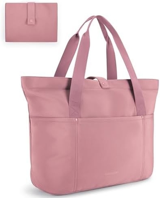 BAGSMART Tote Bag cho phụ nữ, Tote Bag gấp với Zipper túi vai lớn Top cầm túi xách cho du lịch, công việc