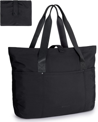 BAGSMART Tote Bag cho phụ nữ, Tote Bag gấp với Zipper túi vai lớn Top cầm túi xách cho du lịch, công việc