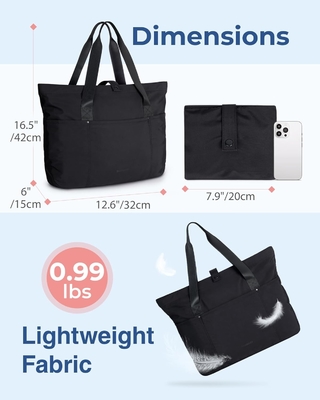 BAGSMART Tote Bag cho phụ nữ, Tote Bag gấp với Zipper túi vai lớn Top cầm túi xách cho du lịch, công việc