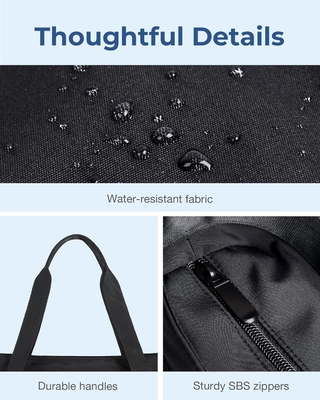 BAGSMART Tote Bag cho phụ nữ, Tote Bag gấp với Zipper túi vai lớn Top cầm túi xách cho du lịch, công việc