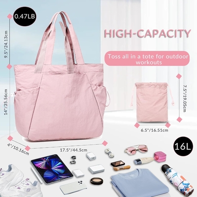 BTOOP TOTE BAG FOR WOMEN, FOLDABLE BEACH GYM BAGS, BACK-CINCH LIGHTWEIGHT SHOPPER SHOULDER BAG cho du lịch, công việc