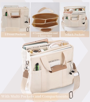 Túi Tote vải với nhiều túi Crossbody Tote Bag cho phụ nữ Thẻ tay tay vai thời trang Tất cả mọi thứ Tote Bag với Compart