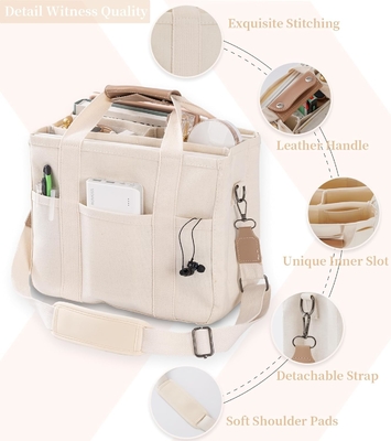 Túi Tote vải với nhiều túi Crossbody Tote Bag cho phụ nữ Thẻ tay tay vai thời trang Tất cả mọi thứ Tote Bag với Compart