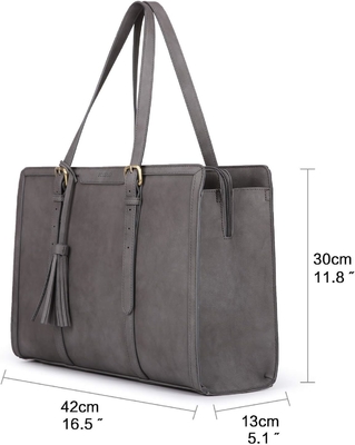 Đối với phụ nữ 15,6 inch túi xách làm việc PU da ví máy tính cho văn phòng kinh doanh với 3 lớp ngăn