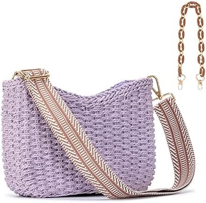 Herald nhỏ tay làm rơm sổ túi crossbody túi cho phụ nữ, mùa hè chic vải túi xách vai túi xách với dây xích