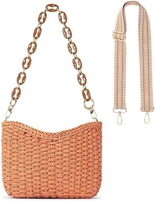 Herald nhỏ tay làm rơm sổ túi crossbody túi cho phụ nữ, mùa hè chic vải túi xách vai túi xách với dây xích
