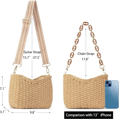 Herald nhỏ tay làm rơm sổ túi crossbody túi cho phụ nữ, mùa hè chic vải túi xách vai túi xách với dây xích