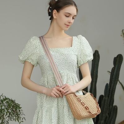 Herald nhỏ tay làm rơm sổ túi crossbody túi cho phụ nữ, mùa hè chic vải túi xách vai túi xách với dây xích