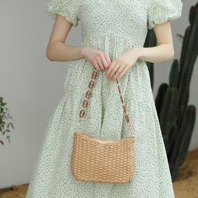 Herald nhỏ tay làm rơm sổ túi crossbody túi cho phụ nữ, mùa hè chic vải túi xách vai túi xách với dây xích