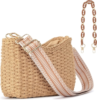 Herald nhỏ tay làm rơm sổ túi crossbody túi cho phụ nữ, mùa hè chic vải túi xách vai túi xách với dây xích