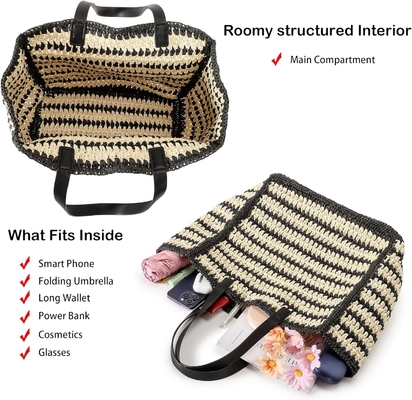 HERALD HANDMADE LARGE STRAW TOTE HANDBAG FOR WOMEN, SUMMER BEACH WEAVING CHIC Woven SHOULDER BORSE túi xách để đi du lịch