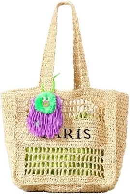 Herald Straw Mesh Beach Tote Bag dành cho phụ nữ, túi xách vai dẻo nhẹ lớn cho mùa hè
