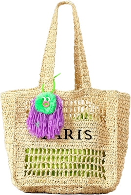 Herald Straw Mesh Beach Tote Bag dành cho phụ nữ, túi xách vai dẻo nhẹ lớn cho mùa hè