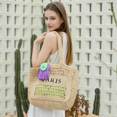 Herald Straw Mesh Beach Tote Bag dành cho phụ nữ, túi xách vai dẻo nhẹ lớn cho mùa hè