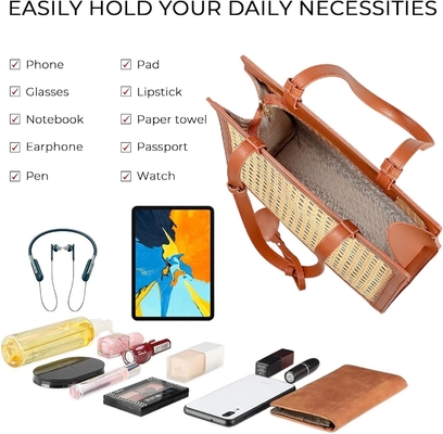 túi biển rơm cho phụ nữ mùa hè vải rattan túi xách rơm và túi xách cho kỳ nghỉ với vòng treo