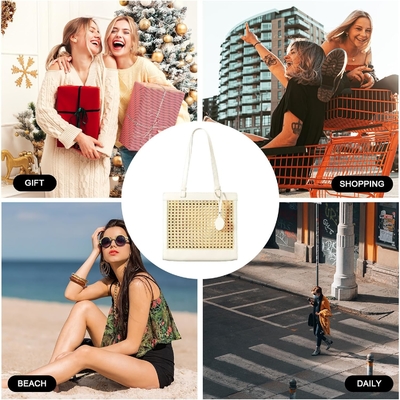 túi biển rơm cho phụ nữ mùa hè vải rattan túi xách rơm và túi xách cho kỳ nghỉ với vòng treo