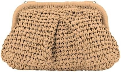 Bãi biển Đẹp Đàn bà RAFFIA STRAW DUMPLING CLUTCH STYLISH Mùa hè kỳ nghỉ crossbody bag RATTAN BORSE