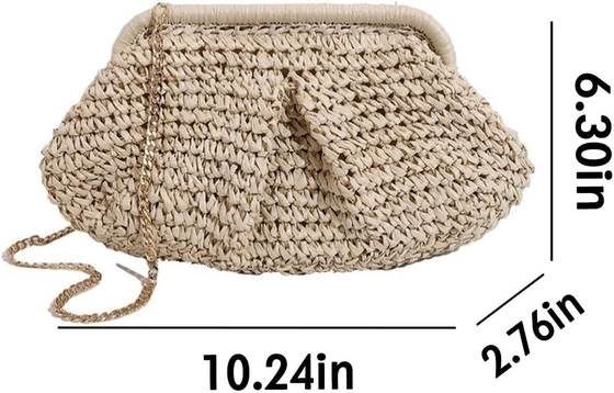 Bãi biển Đẹp Đàn bà RAFFIA STRAW DUMPLING CLUTCH STYLISH Mùa hè kỳ nghỉ crossbody bag RATTAN BORSE