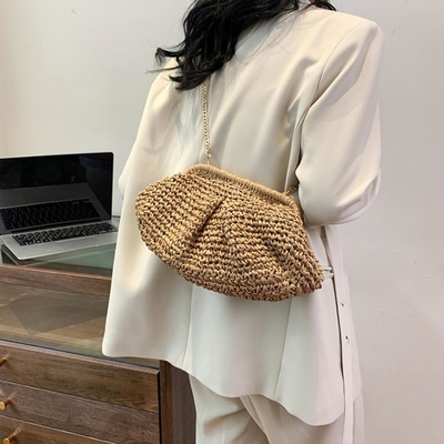 Bãi biển Đẹp Đàn bà RAFFIA STRAW DUMPLING CLUTCH STYLISH Mùa hè kỳ nghỉ crossbody bag RATTAN BORSE