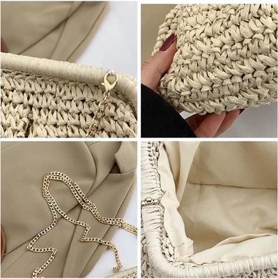 Bãi biển Đẹp Đàn bà RAFFIA STRAW DUMPLING CLUTCH STYLISH Mùa hè kỳ nghỉ crossbody bag RATTAN BORSE
