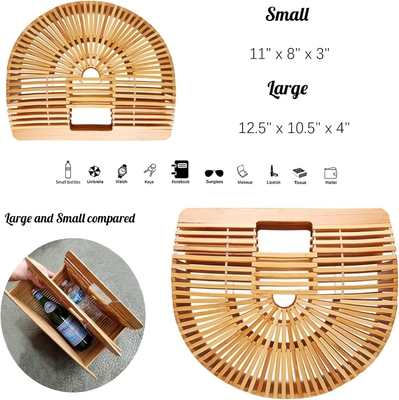 MIUCO Phụ nữ BAMBOO HANDBAG Bàn tay làm bằng tay TOTE LARGE BAG SLOW BEACH BAG