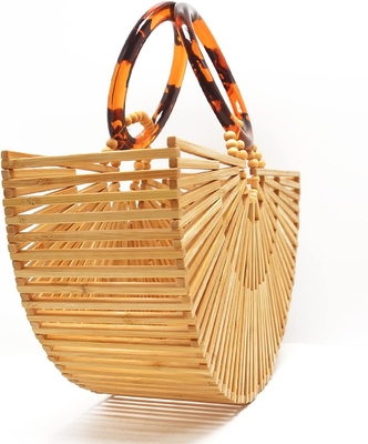 Miuco Phụ nữ túi xách tre làm bằng tay túi xách Tote Bag