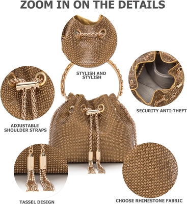 Bling Crystal Rhinestone Purse cho phụ nữ Sparkly Clutch Handbag Crossbody Bag cho bữa tiệc cưới tối