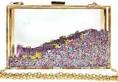 JeVenis Magic Transparent Sequins Clutch Purse Evening Handbag For Party Prom Bride (Bộ túi xách tối cho bữa tiệc)