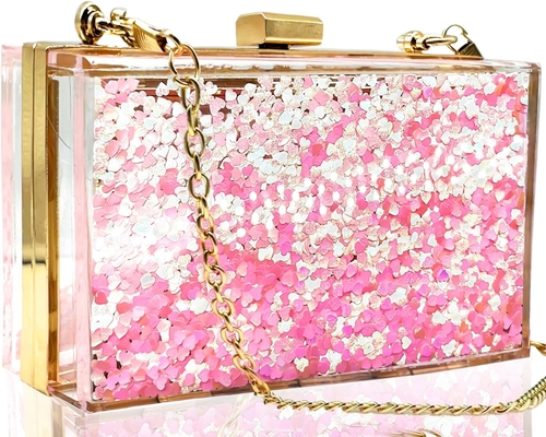 JeVenis Magic Transparent Sequins Clutch Purse Evening Handbag For Party Prom Bride (Bộ túi xách tối cho bữa tiệc)