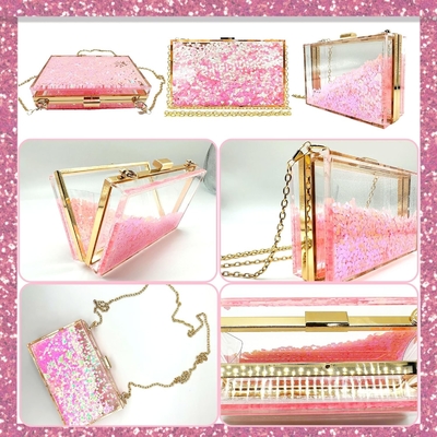 JeVenis Magic Transparent Sequins Clutch Purse Evening Handbag For Party Prom Bride (Bộ túi xách tối cho bữa tiệc)
